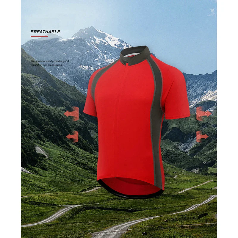 Wholesale Men's Short Sleeve Cycling Jersey Quick Dry Breathable Biking Shirt with Rear Pocket Customize Bike Jersey Bike Shirt