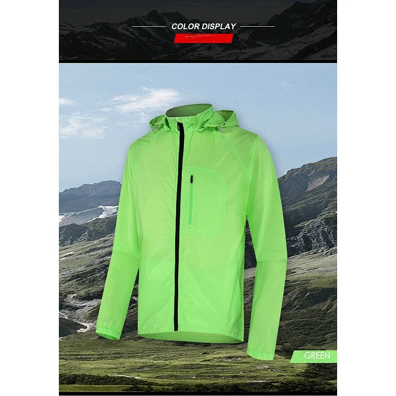 factory custom men Lightweight Hooded Waterproof Cycling Jacket Rainproof Outdoor Running Hiking Bike Windbreaker Jacket