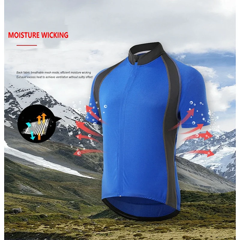 Wholesale Men's Short Sleeve Cycling Jersey Quick Dry Breathable Biking Shirt with Rear Pocket Customize Bike Jersey Bike Shirt