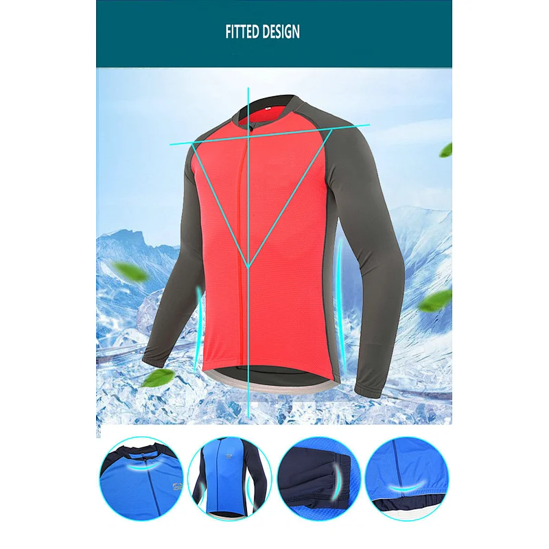 Factory Wholesale Men's Long Sleeve Cycling Jersey Customize Bike Jersey Moisture Wicking Zipper Long Sleeves MTB Bike Shirt