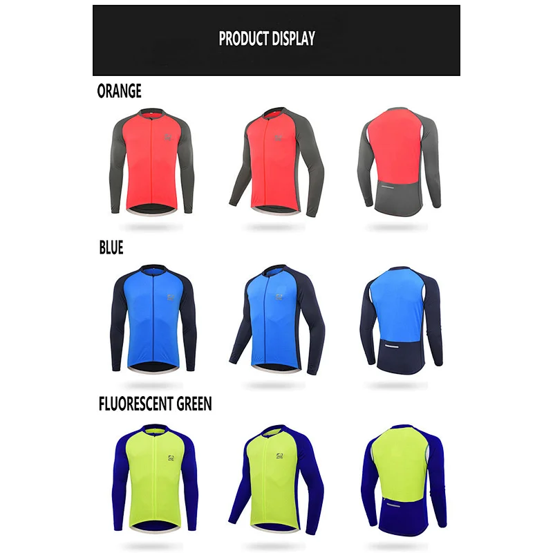 Factory Wholesale Men's Long Sleeve Cycling Jersey Customize Bike Jersey Moisture Wicking Zipper Long Sleeves MTB Bike Shirt