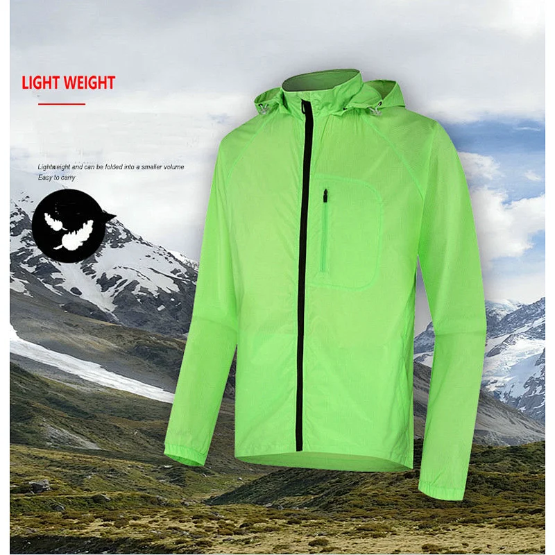 factory custom men Lightweight Hooded Waterproof Cycling Jacket Rainproof Outdoor Running Hiking Bike Windbreaker Jacket