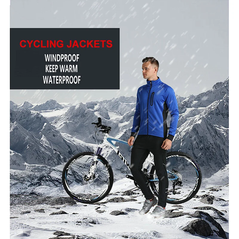 Factory wholesale waterproof winter men's cycling jacket customize bike jacket fleece warm cold weather windproof cycling coat
