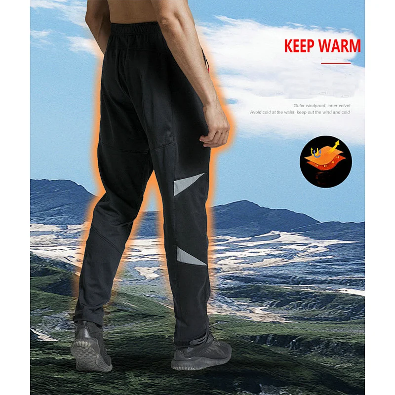 Factory Wholesale Customize Men's Cycling Pants Fleece Thermal Windproof Winter Outdoor Pants for Biking Running Hiking Winter Bike Pants