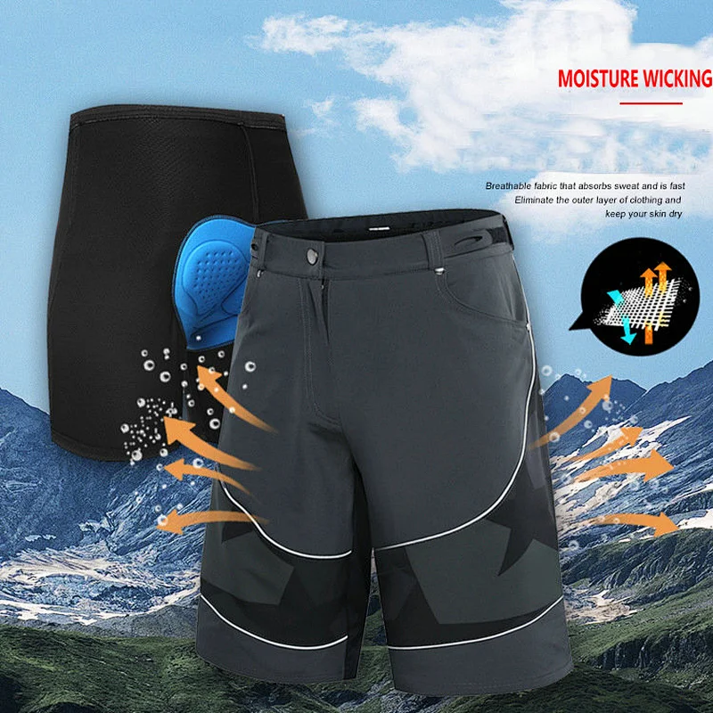 Factory wholesale padded men's mountain bike shorts quick dry cycling shorts plus size outdoor customize MTB shorts gel padded