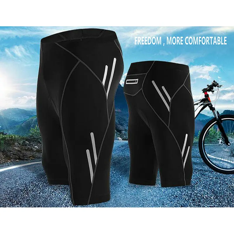 Factory Breathable Quick Dry Moisture wicking Mens reflective Padded Cycling Shorts zipper pocket Padded Mountain Bike Shorts