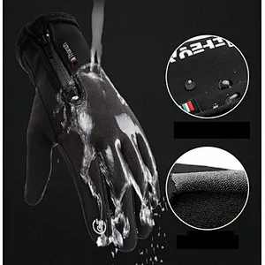 Factory wholesale winter touch screen bike gloves winter warm fleece lining cycling gloves waterproof zipper bike gloves