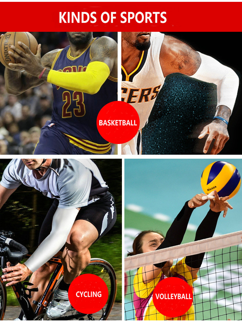 Factory wholesale sun UV protection cooling compression cycling arm sleeves basketball arm sleeves football fishing arm sleeves