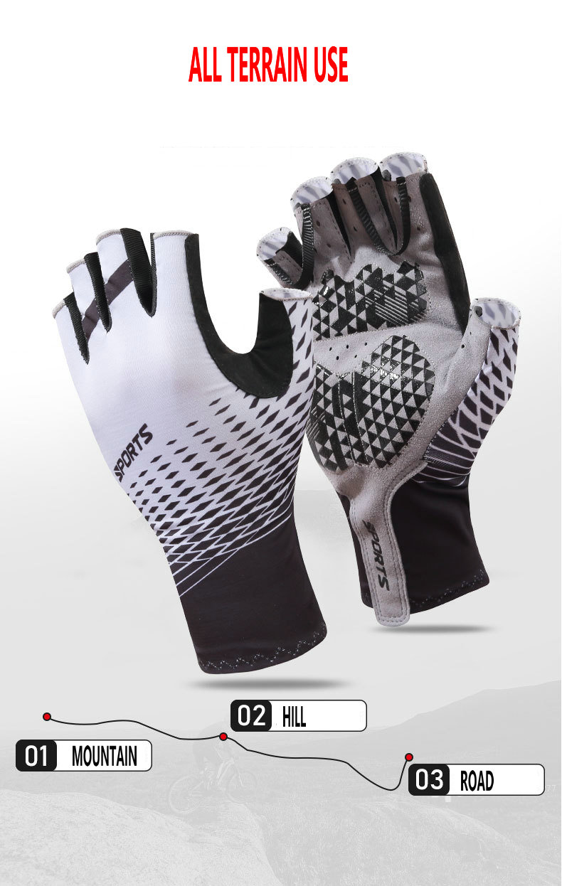 Factory wholesale summer half finger cycling gloves breathable cooling sun protection bike gloves custom antiskid cycling gloves