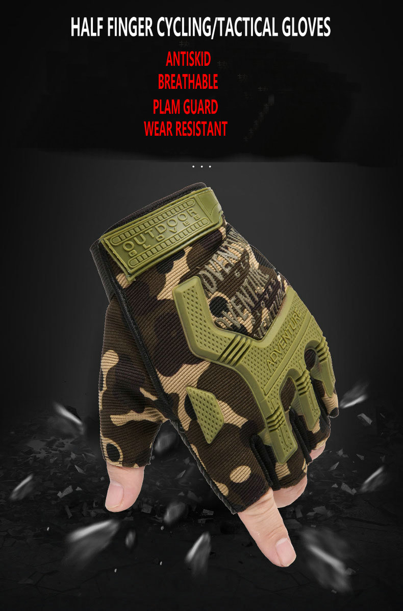Wholesale Breathable Anti-Slip Shock-Absorbing Cycling Gloves Half Finger Outdoor Adventure Tactical Gloves Bike Gloves