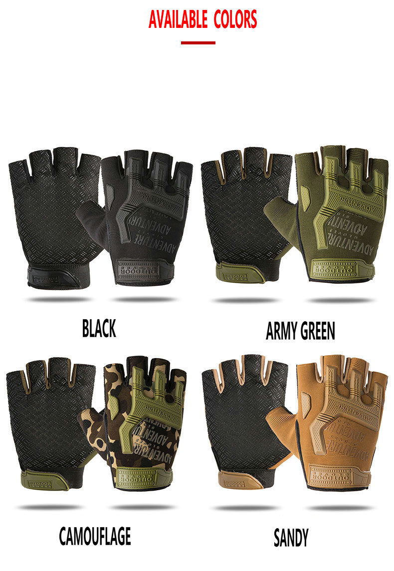 Wholesale Breathable Anti-Slip Shock-Absorbing Cycling Gloves Half Finger Outdoor Adventure Tactical Gloves Bike Gloves