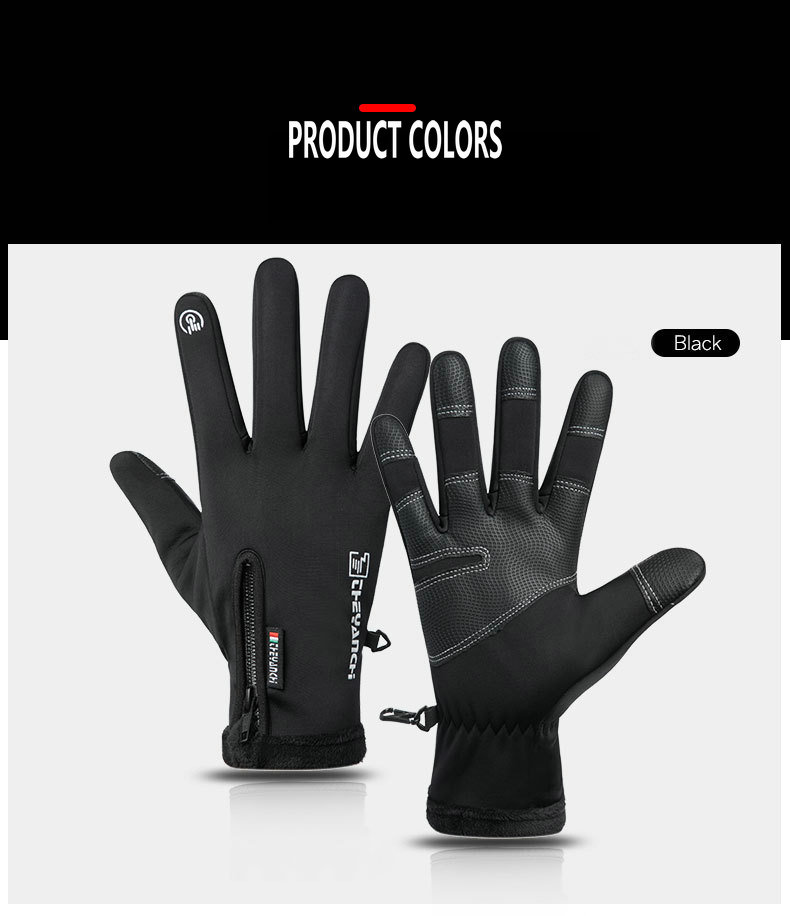 Factory wholesale winter touch screen bike gloves winter warm fleece lining cycling gloves waterproof zipper bike gloves