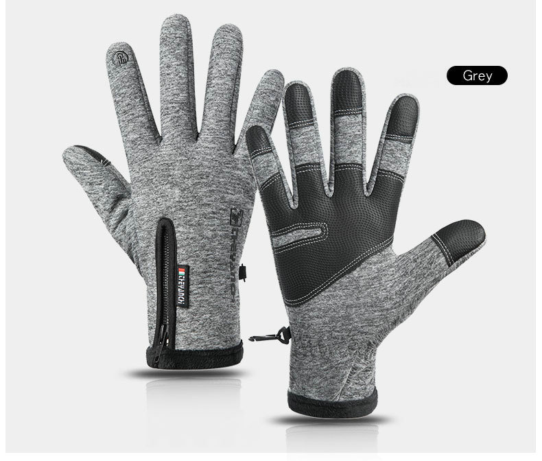 Factory wholesale winter touch screen bike gloves winter warm fleece lining cycling gloves waterproof zipper bike gloves