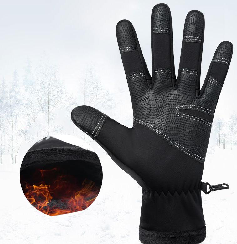 Factory wholesale winter touch screen bike gloves winter warm fleece lining cycling gloves waterproof zipper bike gloves