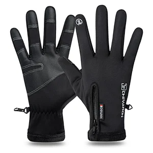 Factory wholesale winter touch screen bike gloves winter warm fleece lining cycling gloves waterproof zipper bike gloves
