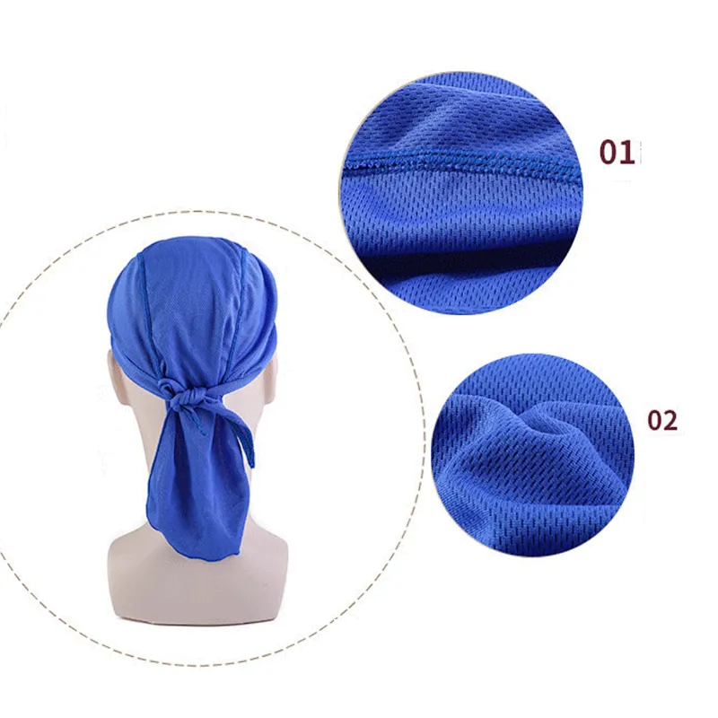 Breathable Pirate Hat Sweat wicking tie back Silky Dug cycling head wrap Quick Dry Motorcycle Cycling Beanie Cap Dew Rag