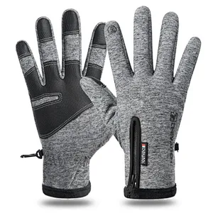 Factory wholesale winter touch screen bike gloves winter warm fleece lining cycling gloves waterproof zipper bike gloves
