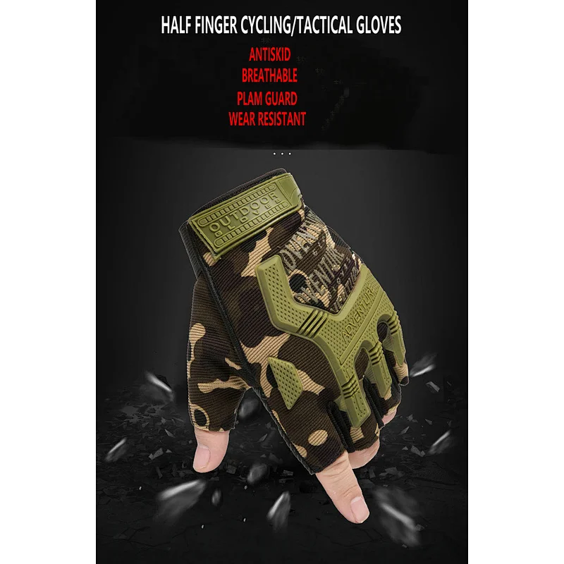Wholesale Breathable Anti-Slip Shock-Absorbing Cycling Gloves Half Finger Outdoor Adventure Tactical Gloves Bike Gloves