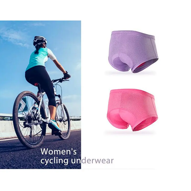 Factory Wholesale Custom Breathable Quick Dry Moisture Wicking Padded Women Cycling Underwear Silicone Gel Padded Bike Underwear Women