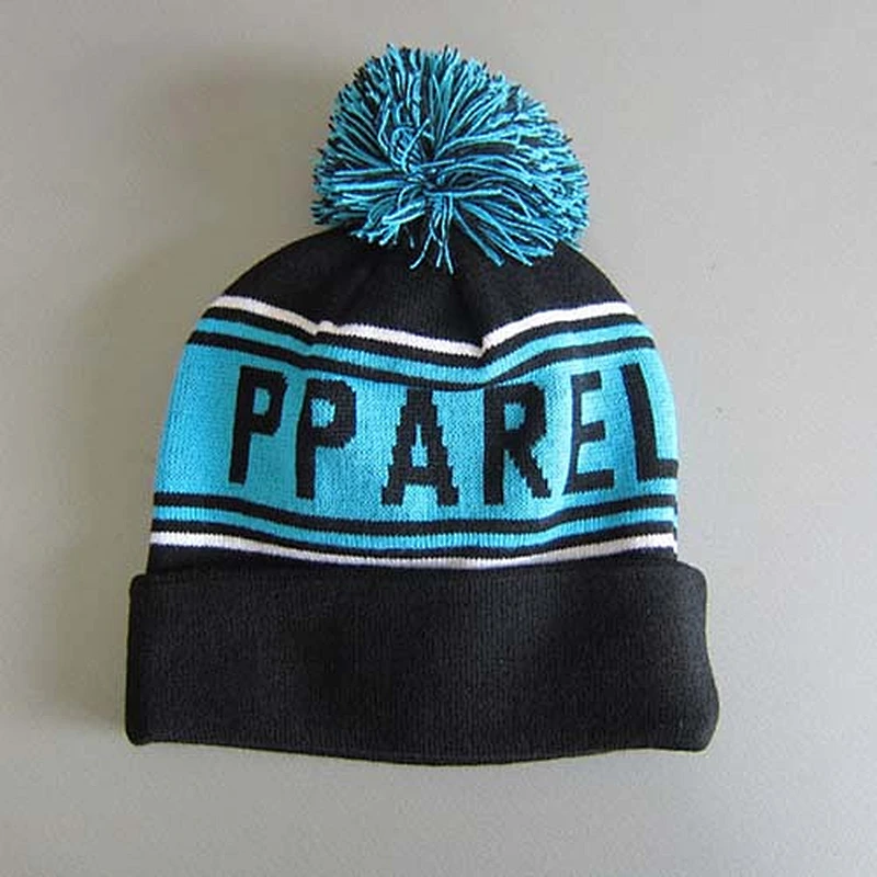 Jacquard pom beanie