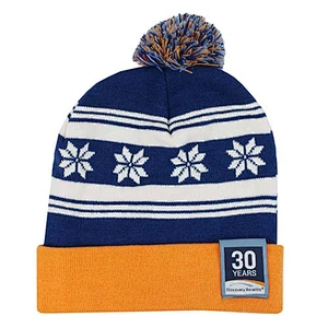 Jacquard pom beanie