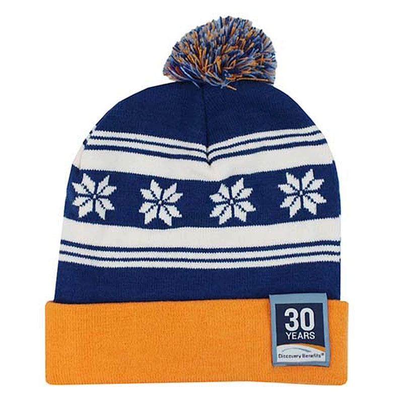 Jacquard pom beanie