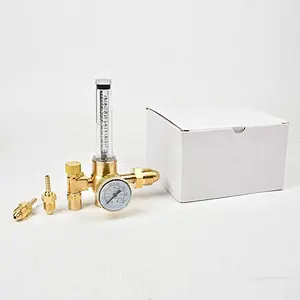 Argon/CO2/Helium Regulator Emitter System w/ 50 PSI Fixed, Max. 4000PSI Inlet Pressure, Precise Brass Regulator for Gas Control in Hydroponic, Grow Tent, House Aquarium