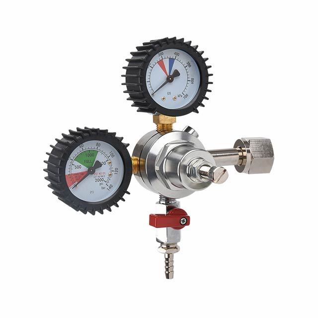 Brass Beverage CO2 Gas Regulator With Shut-Off Outlet Valve