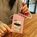 Customized fashion PU leather ID card holder credit card holder with long neck lanyard