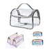 Private Label Logo Waterproof Male Or Women Holographic Pvc Zipper Transparent Toiletry Wash Travel Bags Pouch