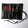 Factory custom your own logo black pu leather roll up cosmetic brush bag foldable makeup brush bag