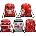 Factory cheap custom print promotional 210D polyester reindeer santa claus snowman print christmas drawstring bags