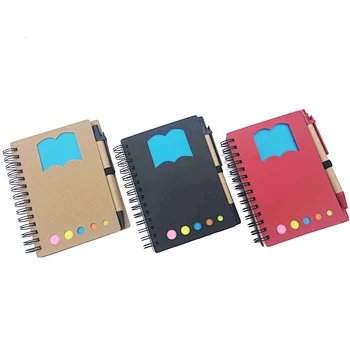 Spiral notebook with sticker & papertube pen