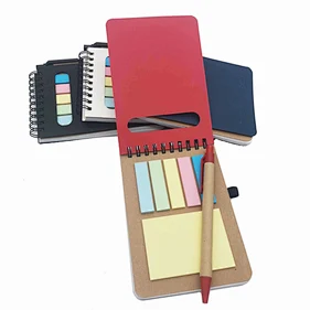 spiral notebook with pen leather
