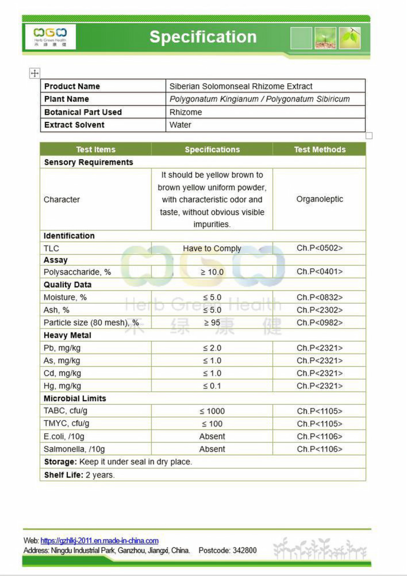 Siberian Solomonseal Rhizome Extract