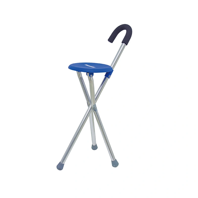 Aluminum Crutch Stool Old Man Walking Stick With High Quality Plastic Stool