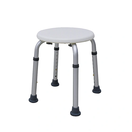 Trading Round Stool Bath Bench Adjustable Height, Lightweight Compact and Small Chair for Shower, with Non-Slip Seat, White