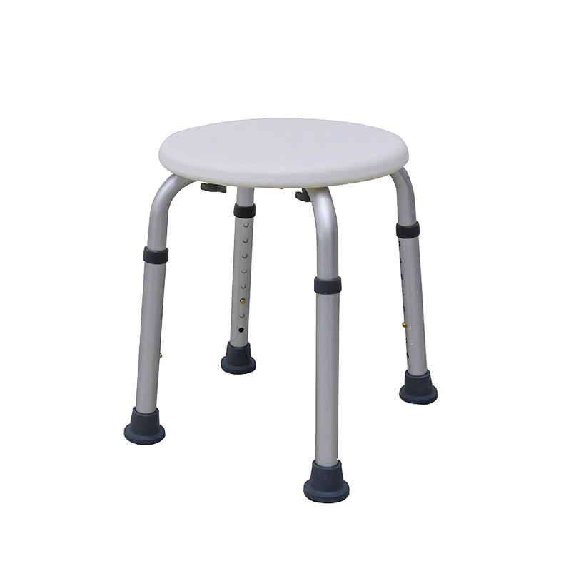Trading Round Stool Bath Bench Adjustable Height, Lightweight Compact and Small Chair for Shower, with Non-Slip Seat, White