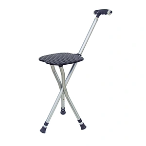 Folding walking stick seat crutch stool three legged canes for old people