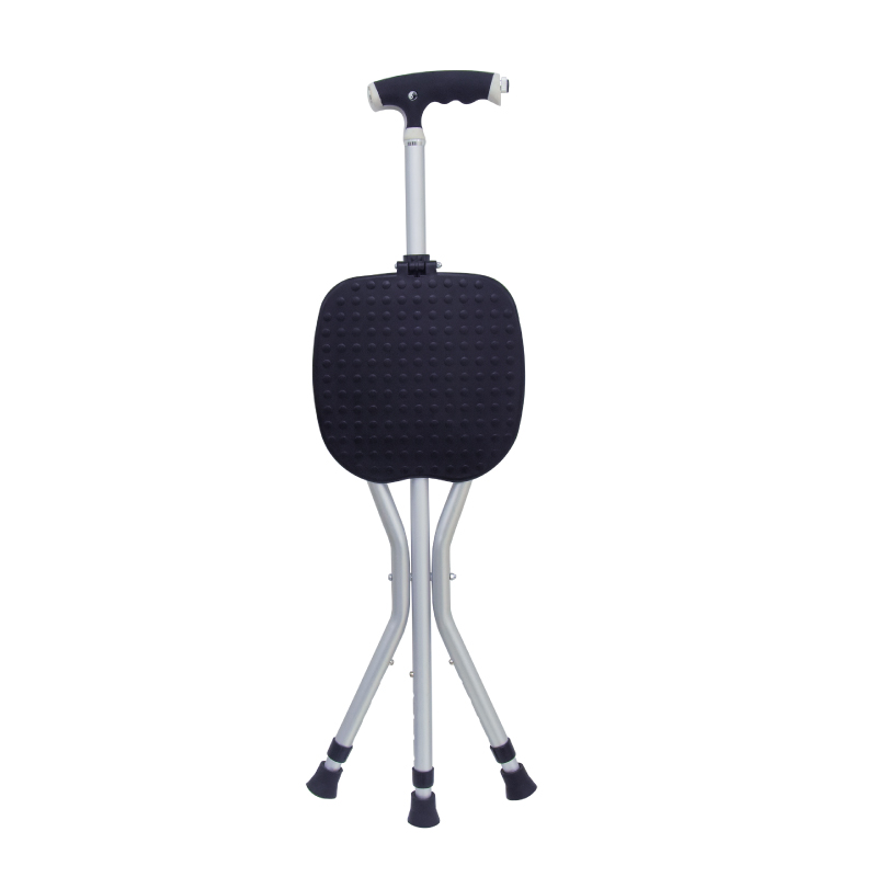 Folding walking stick seat crutch stool three legged canes for old people