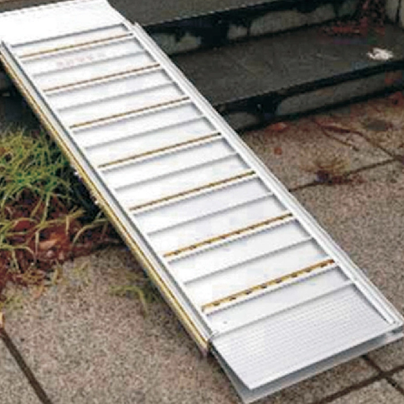 Portable lightweight aluminum Bi-folding wheelchair ramp for stairs