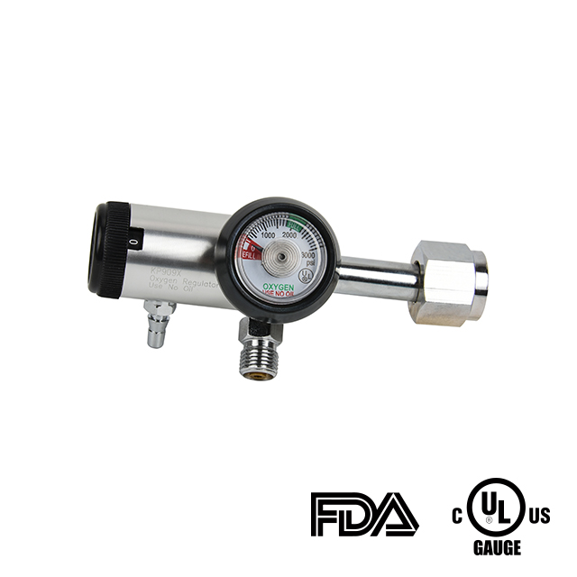 Medical Grade CGA540 Oxygen Pressure Medical Regulator With DISS or BARB Outlet