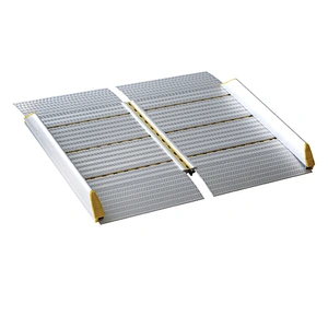 Portable lightweight aluminum Bi-folding wheelchair ramp for stairs