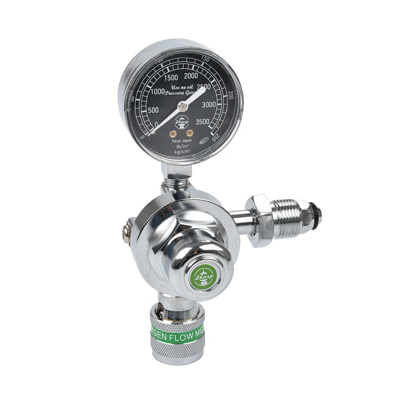 Medical Gas Bull Nose Oxygen Regulator with Schrader Valve