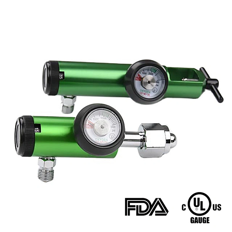 Medline Mini Oxygen Regulator, Latex Free, 0-15 Liters per Minute, 870 CGA Connection, Brass Sleeve