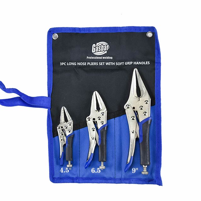 3 Pieces long nose Clamp Vise Grip Locking Plier Set