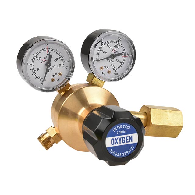300bar Service Single Stage Brass Oxygen Gas Regulator With Two Gauges