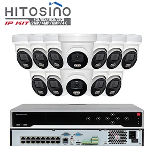 HITOSINO HK vision OEM Home Surveillance Outdoor PoE Turret Color Night Vision Colorvu CCTV IP Security NVR Camera Kit System