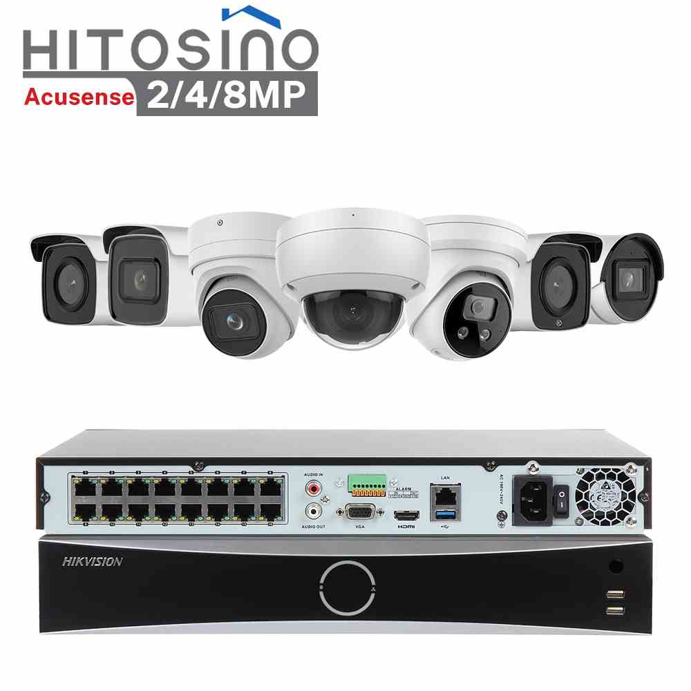 HK 16 channel POE Plug & Play Video Recorder NVR Visions Mini Dome Turret 4k Surveillance Security CCTV Camera Kit