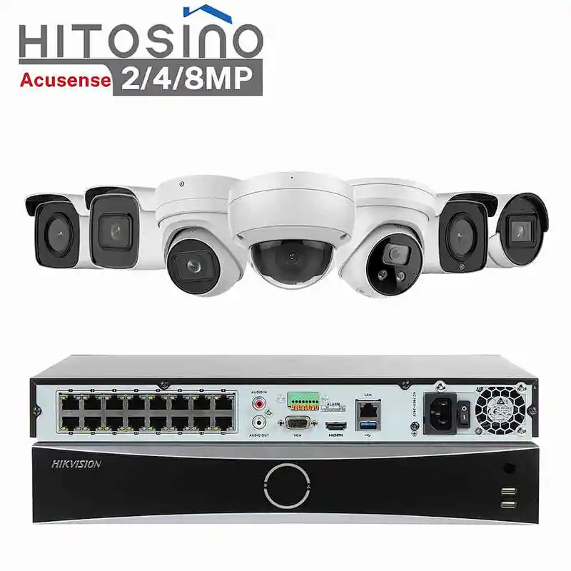 HK 16 channel POE Plug & Play Video Recorder NVR Visions Mini Dome Turret 4k Surveillance Security CCTV Camera Kit